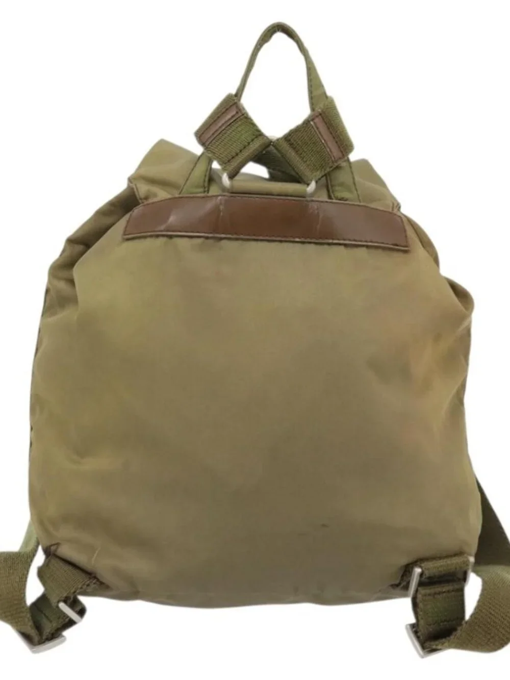 PRADA Backpack Nylon Khaki Silver Auth
